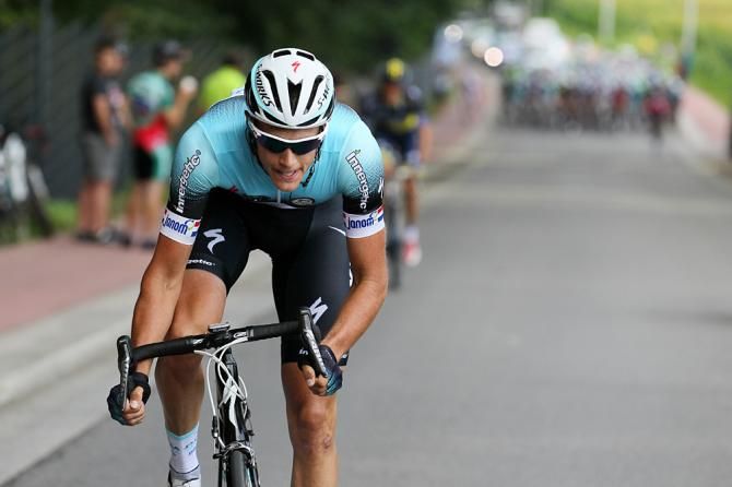 Niki Terpstra (Omega Pharma-Quickstep) puts in a dig in the Eneco Tour