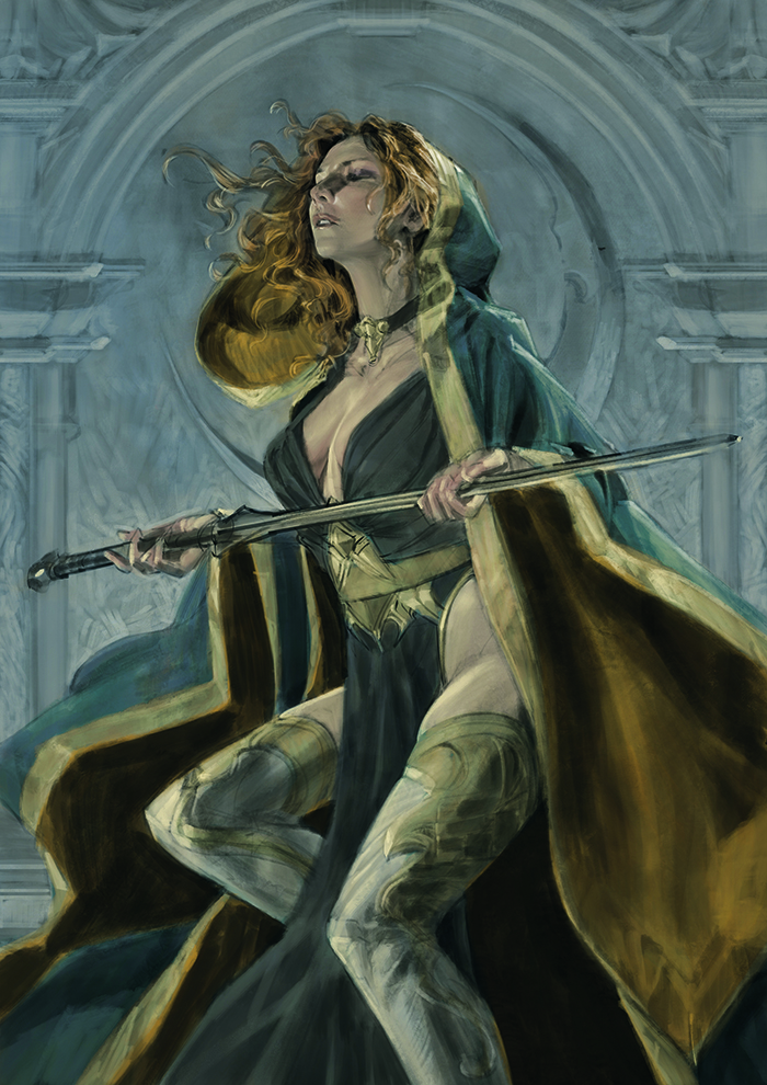 Digital artwork showing a female sorceress