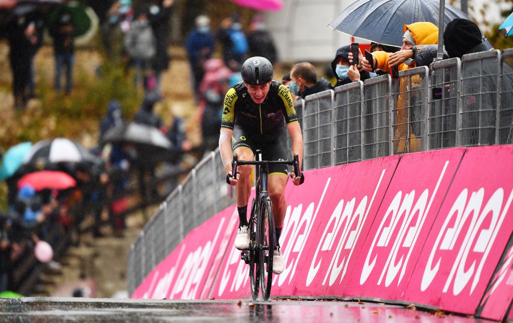 ROCCARASO ITALY OCTOBER 11 Arrival Lucas Hamilton of Australia and Team Mitchelton Scott during the 103rd Giro dItalia 2020 Stage 9 a 207km stage from San Salvo to Roccaraso Aremogna 1658m girodiitalia Giro on October 11 2020 in Roccaraso Italy Photo by Stuart FranklinGetty Images