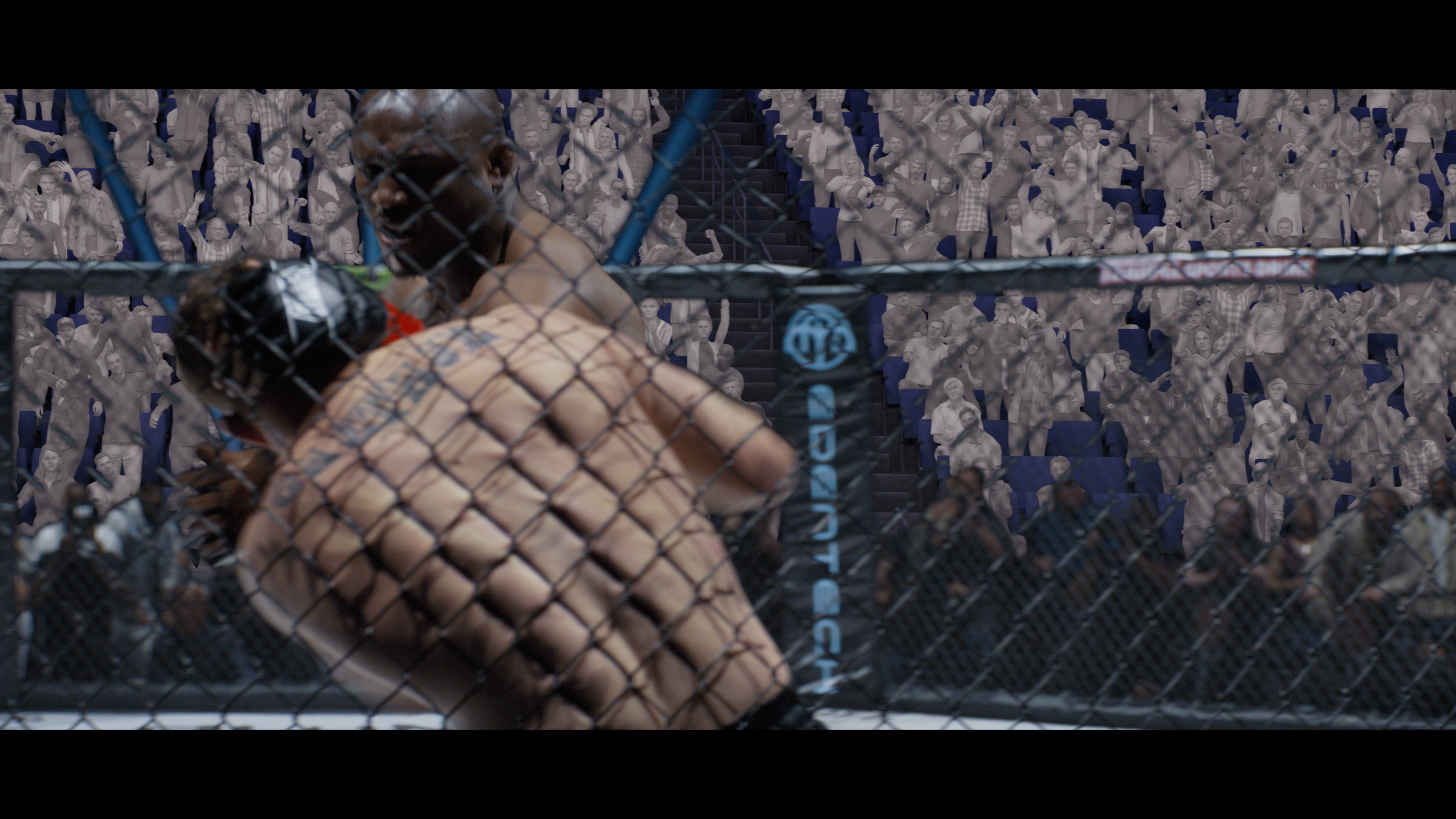 The Naked Gun VFX; a rendered crowd scene