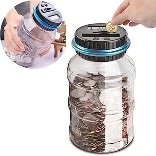 Pup Go Digital Saving Money Box UK Coins Automatic Counting - Large Capacity Transparent Money Saving Jar with LCD Display, Coin Money Bank Piggy Bank Gift for Kids and Adult