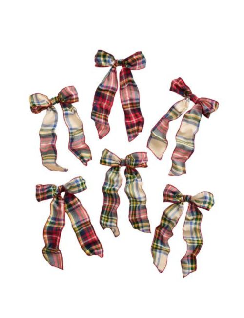 Stewart Plaid Bow Tree Clips, Set of 6