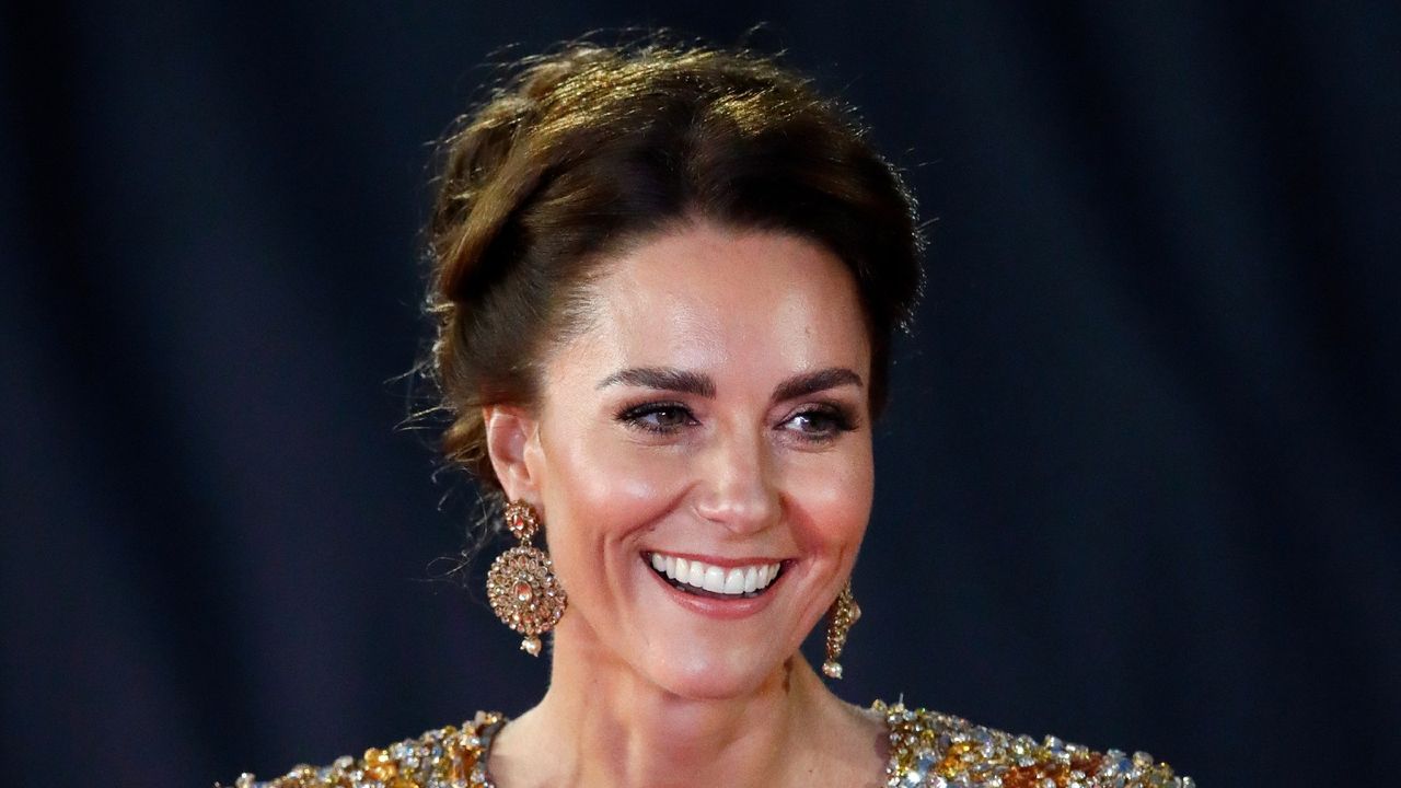 Catherine, Duchess of Cambridge attends the &quot;No Time To Die&quot; World Premiere at the Royal Albert Hall on September 28, 2021 in London, England.