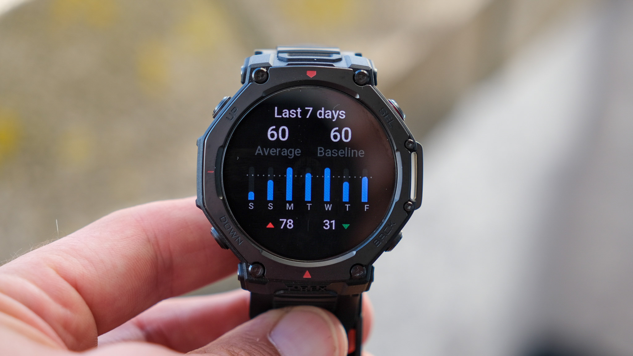 Amazfit T-Rex 3 Pro smartwatch in hand