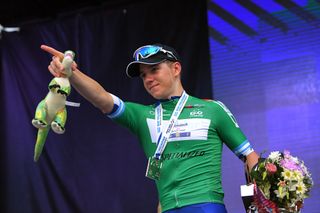 Remco Evenepoel (Deceuninck-QuickStep) in the green jersey of the best young rider at Vuelta a San Juan