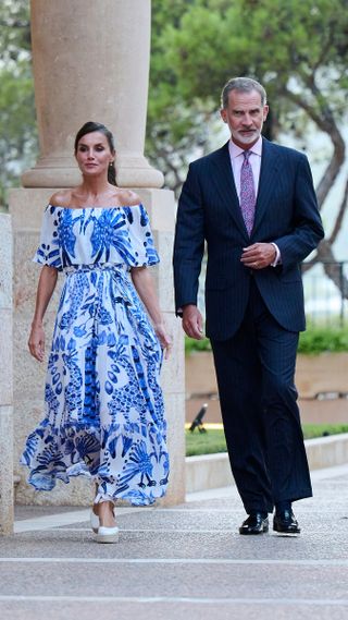 King Felipe VI of Spain and Queen Letizia of Spain host a dinner for authorities at the Marivent Palace on August