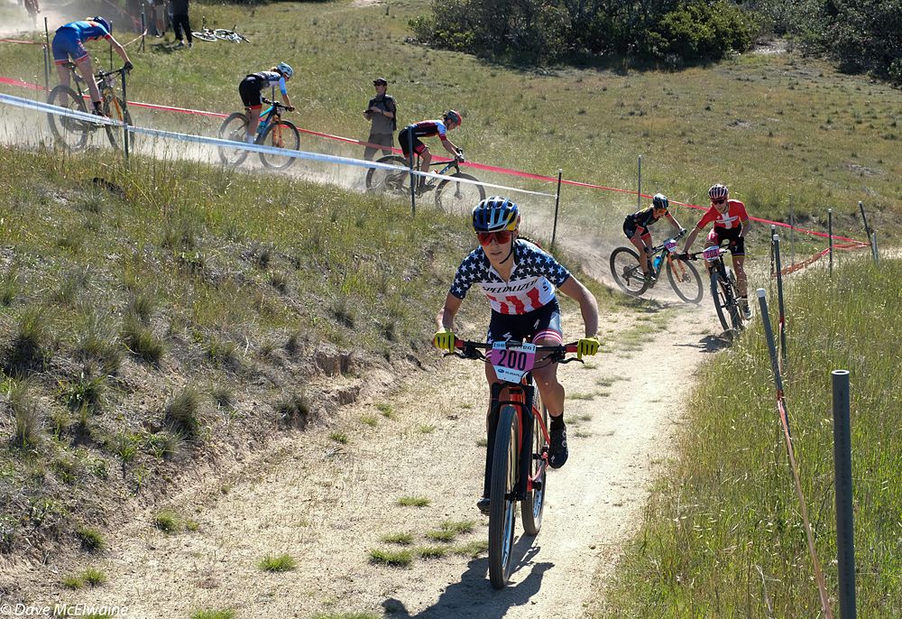 Kate Courtney (Specialized) went on the attack early but was not able to shake the main contenders