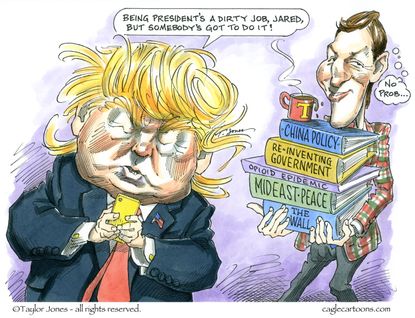 Political Cartoon U.S. President Trump Jared Kushner foreign policy