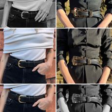 A collage of close up images of different belts