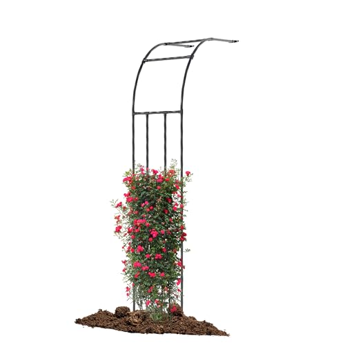 Twira Half Side Garden Arch Trellis, 7.9ft Metal Arbor Trellis for Climbing Plants Outdoor, Black Half Arch Wedding, Garden Archway Arbors and Trellises Decoration for Lawn, Patio, Backyard