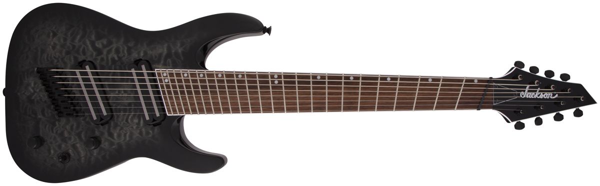 Jackson X Series Soloist Arch Top SLATX8Q Eight-String Multi-Scale in Transparent Black Burst