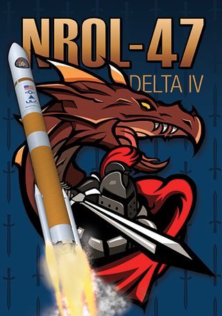 The mission poster for the ULA Delta IV rocket mission launching the classified NROL-47 spy satellite for the U.S. National Reconnaissance Office.