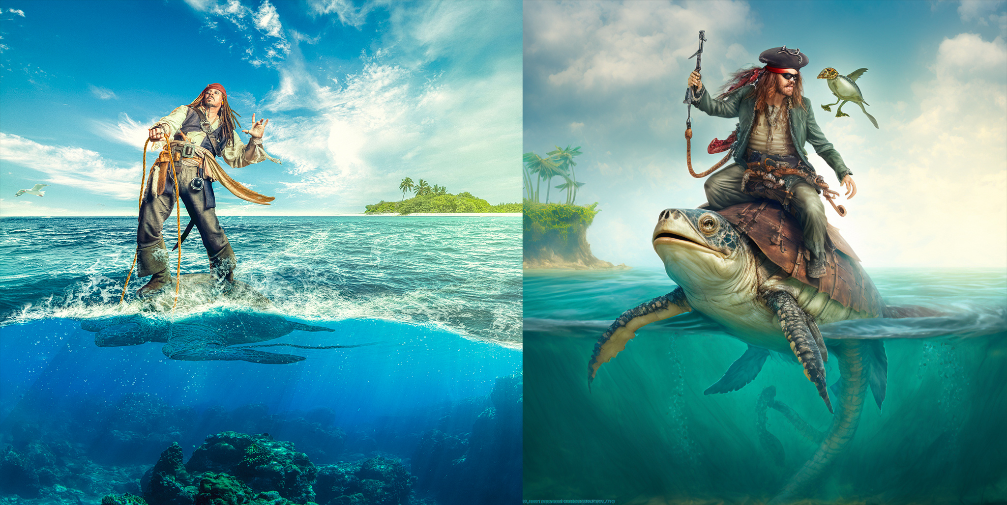 Photographers by Antti Karppinen alongside his AI recreations using MidJourney
