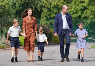 Prince William, Kate Middleton, Prince George, Princess Charlotte, and Prince Louis at the kids' first day of school at Lambrook
