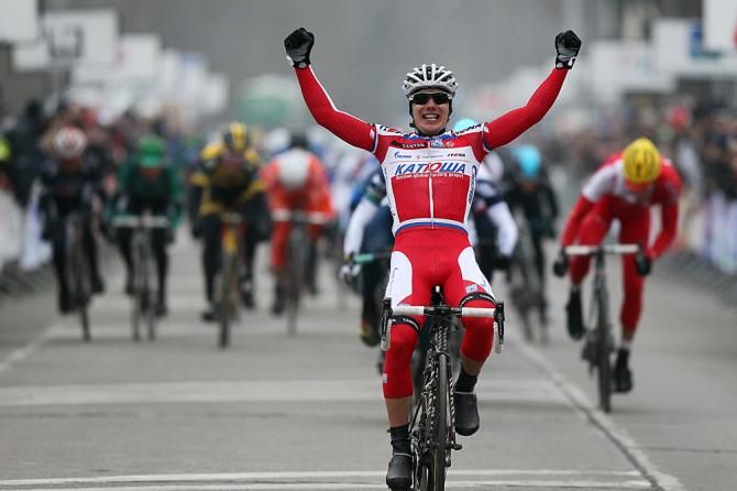 Alexei Tsatevich (Katusha) attacked late and won Le Samyn