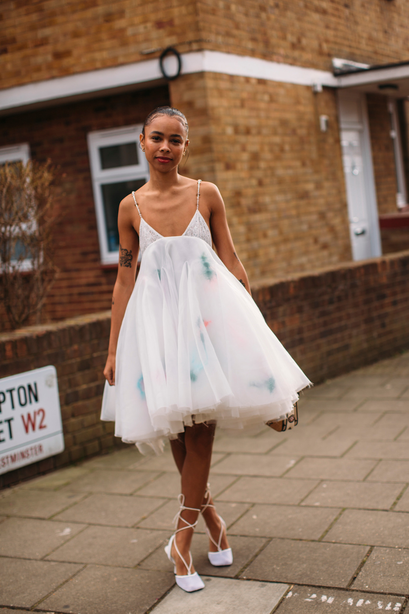 woman wearing heels in London.