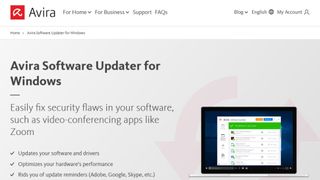 Website screenshot for Avira Software Updater.