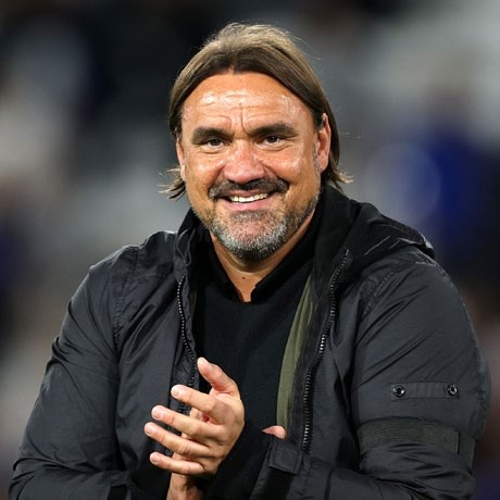 Daniel Farke, Manager of Leeds United, celebrates victory following the Premier League match between Leeds United and Everton. (Photo by Michael Regan/Getty Images)