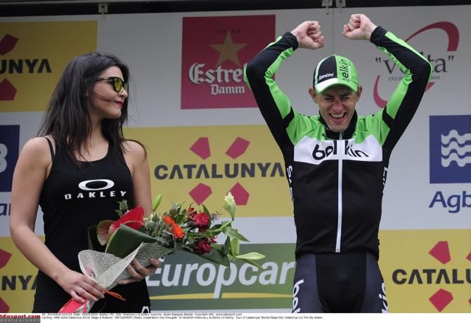 Stef Clement (Belkin) is a happy man after winning stage 6 in Catalunya