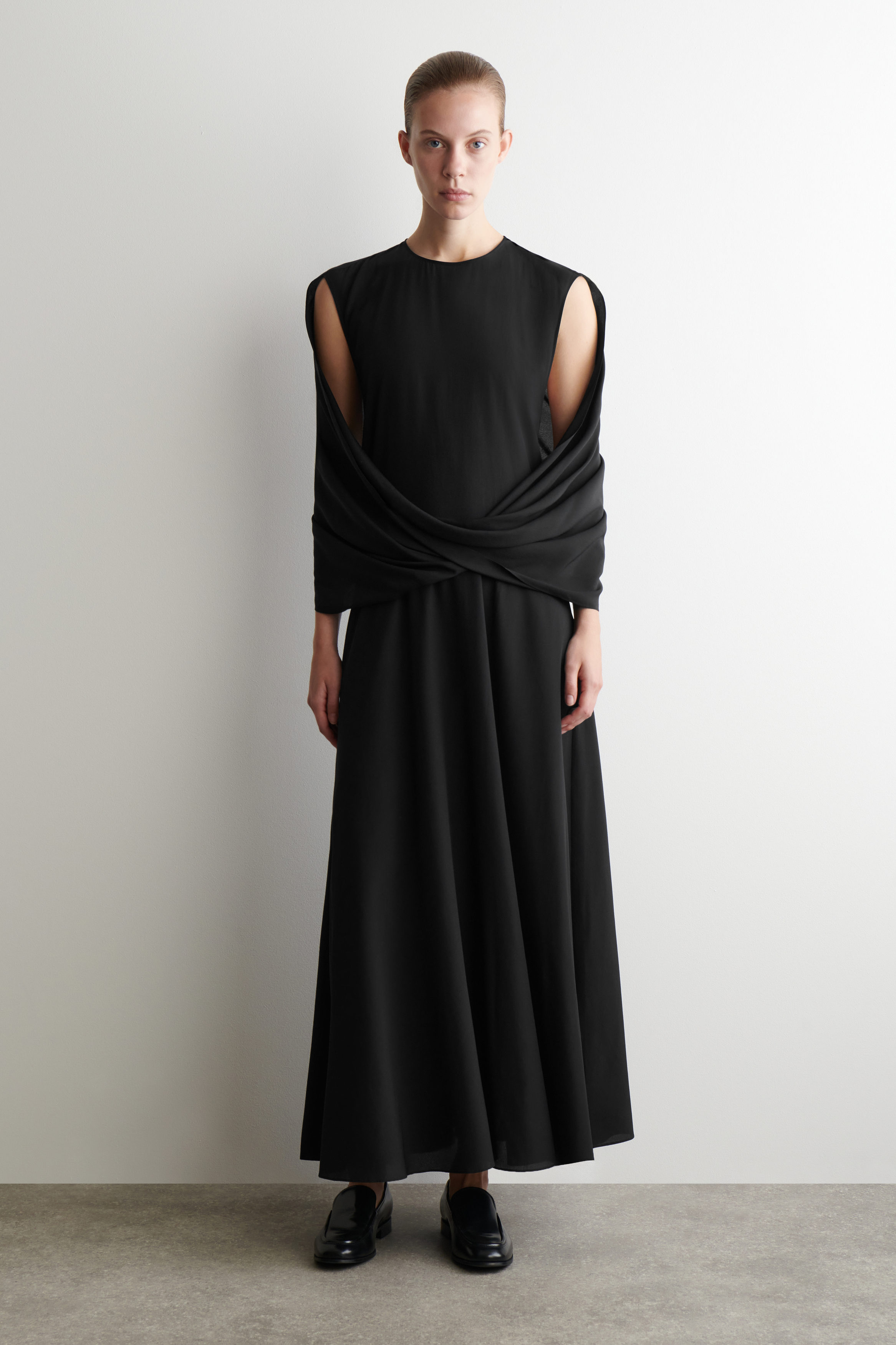Draped Silk Maxi Dress