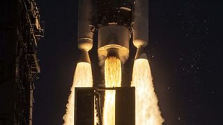 A United Launch Alliance Atlas V rocket carrying the SBIRS GEO Flight 5 missile-warning satellite for the U.S. Space Force lifts off from Space Launch Complex 41 at Cape Canaveral Space Force Station in Florida on May 18, 2021.