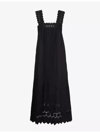 Amelia Embroidered-Trim Cotton Midi Dress