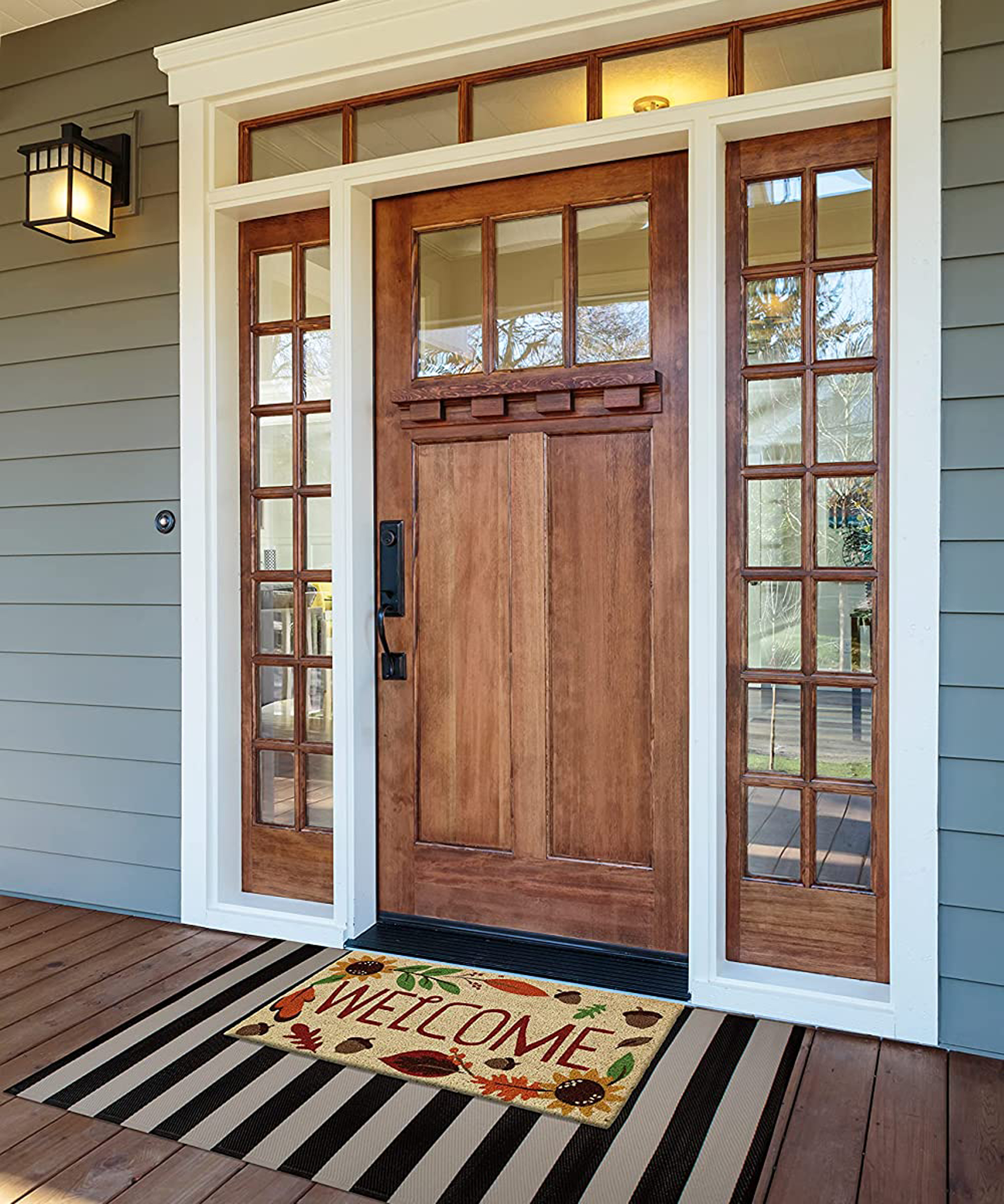 Fall doormat outside a front door with porch - Amazon