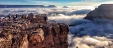 The Grand Canyon, filled with fog, in a rare weather event called a temperature inversion. 