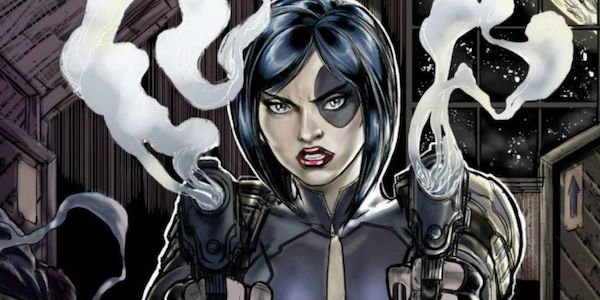 Domino carying a gun marvel comics