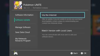 Pokemon Unite Software Update Via Internet