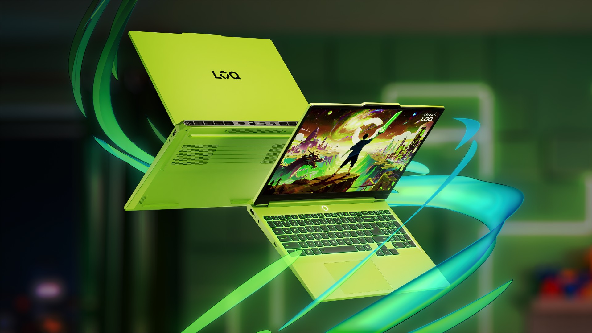 Lenovo LOQ green edition gaming laptop front and back