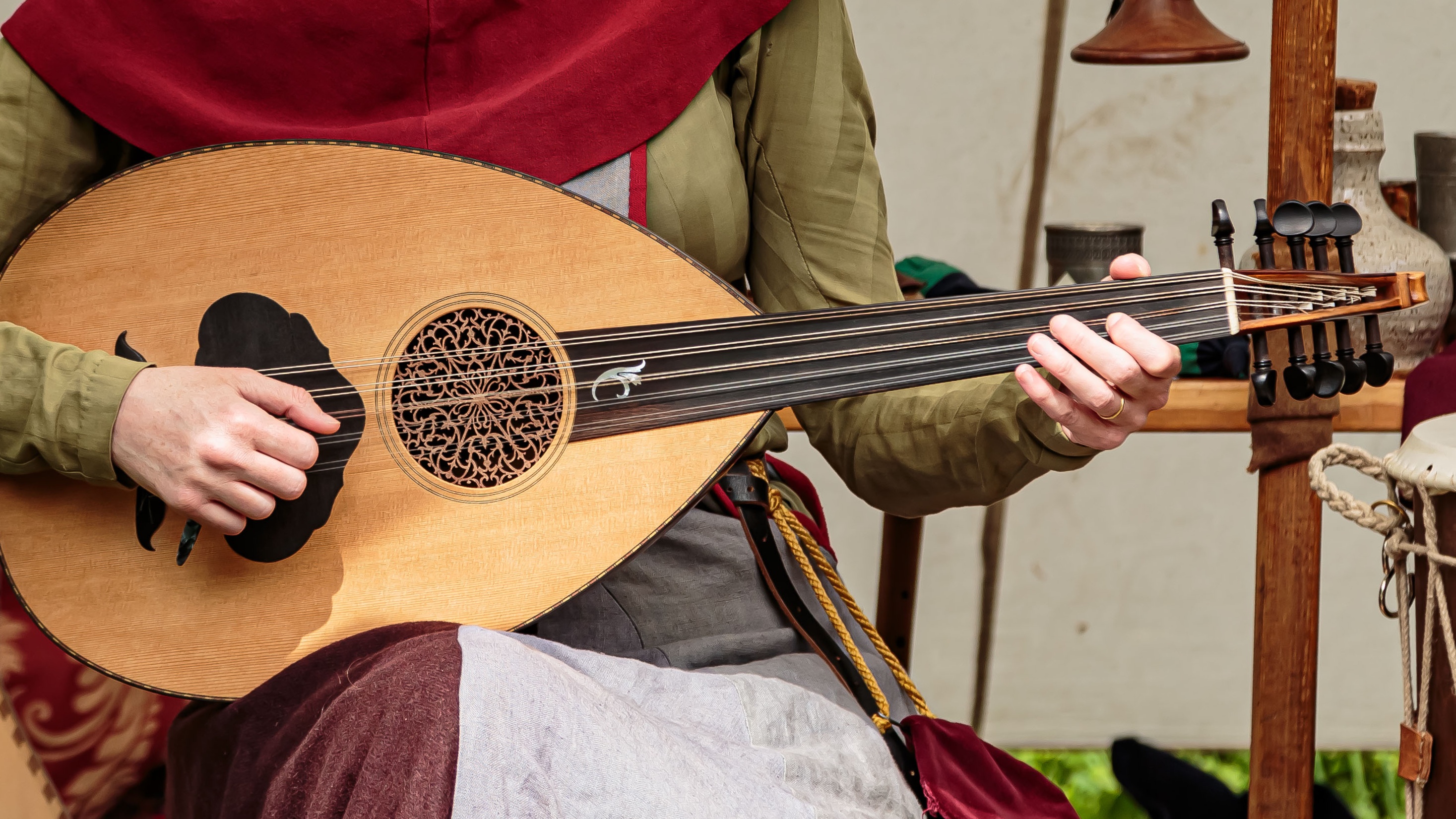 A musician's plays an Arabic oud