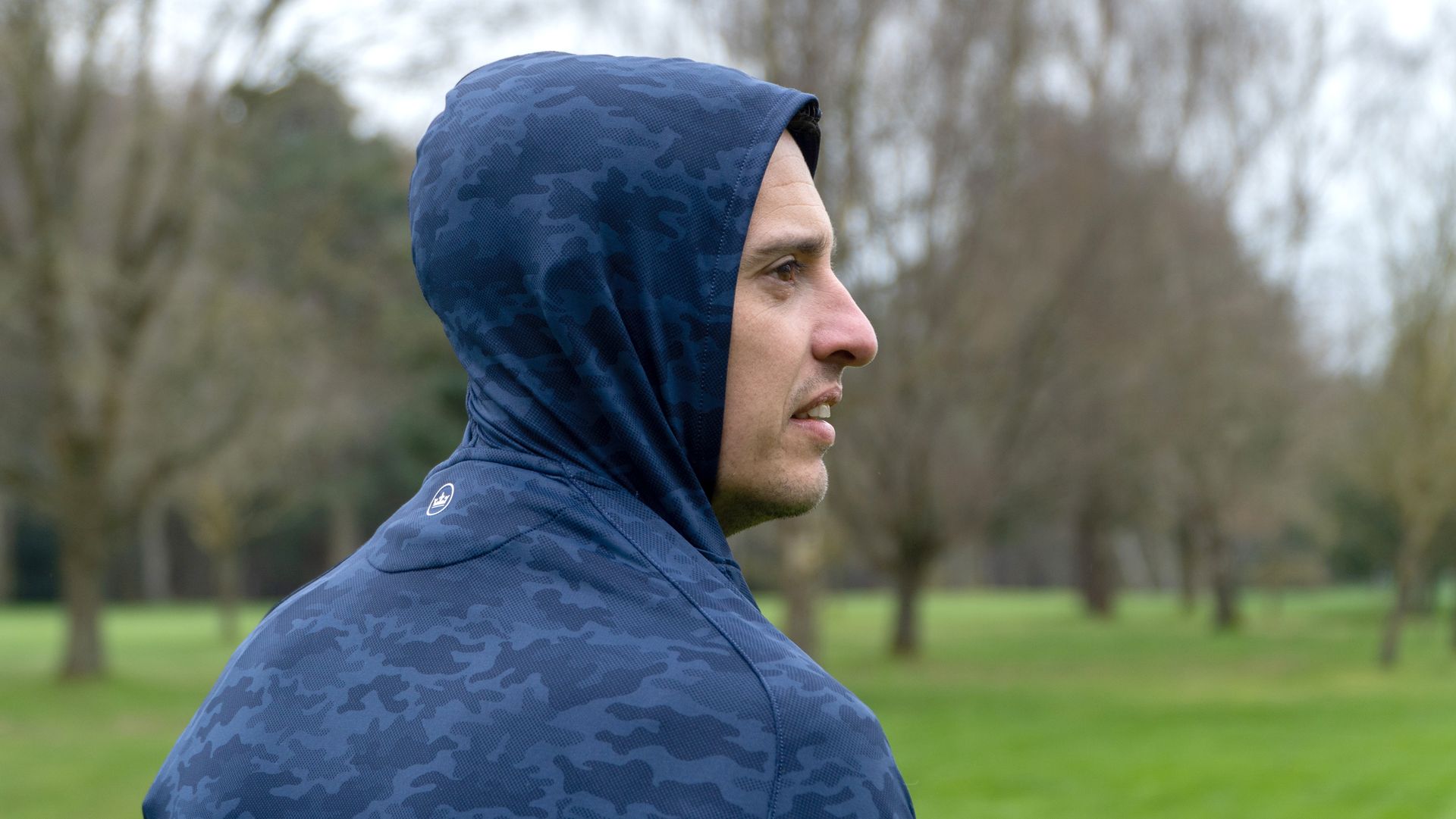 Peter Millar Pine Camo Performance Hoodie testing