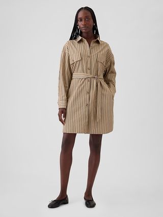 Organic cotton striped shirt dress