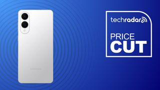 The Samsung Galaxy S25 Edge on a blue background