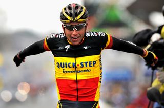 Stijn Devolder is pumped with his 2008 Flanders victory