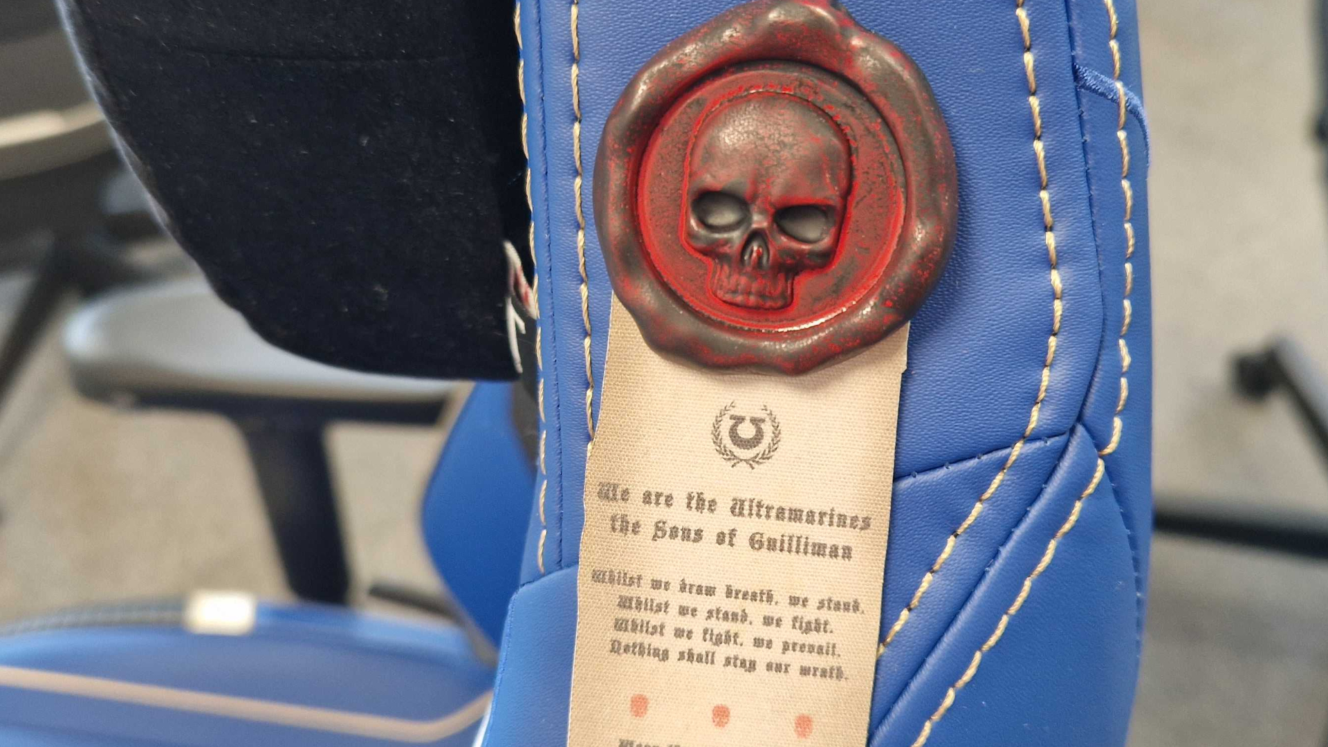 The 'wax' seal on the Secrelab Ultramarines chair