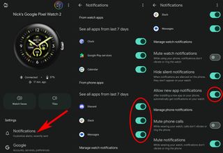 Changing notifications in the Wear OS app for the Google Pixel Watch