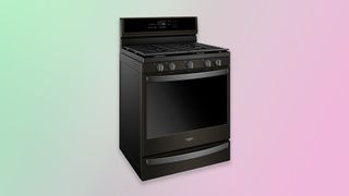 Whirlpool WFG975H0HV smart gas range with five burners, available in black stainless steel and stainless steel