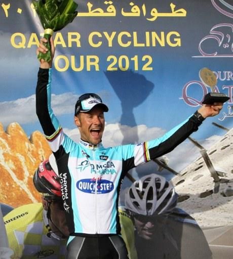 Tom Boonen (Omega Pharma-QuickStep) is ecstatic about his Qatar stage win, the Belgian's third victory of the young 2012 season.