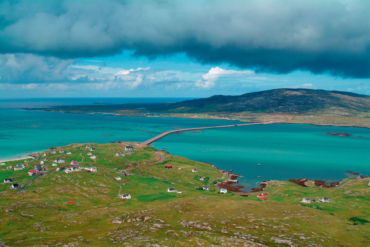 Looking across from the Isle of Eriskay to South Uist via the causeway. It was here that Bonnie Prince Charlie landed in 1745, and where the ship that inspired &#039;Whisky Galore!&#039; sank.