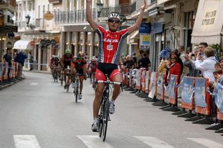 Stefan Schafer (LKT-Team Brandenburg) celebrates his victory in stage three.