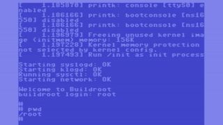 Screenshot of Linux running on a Commodore 64
