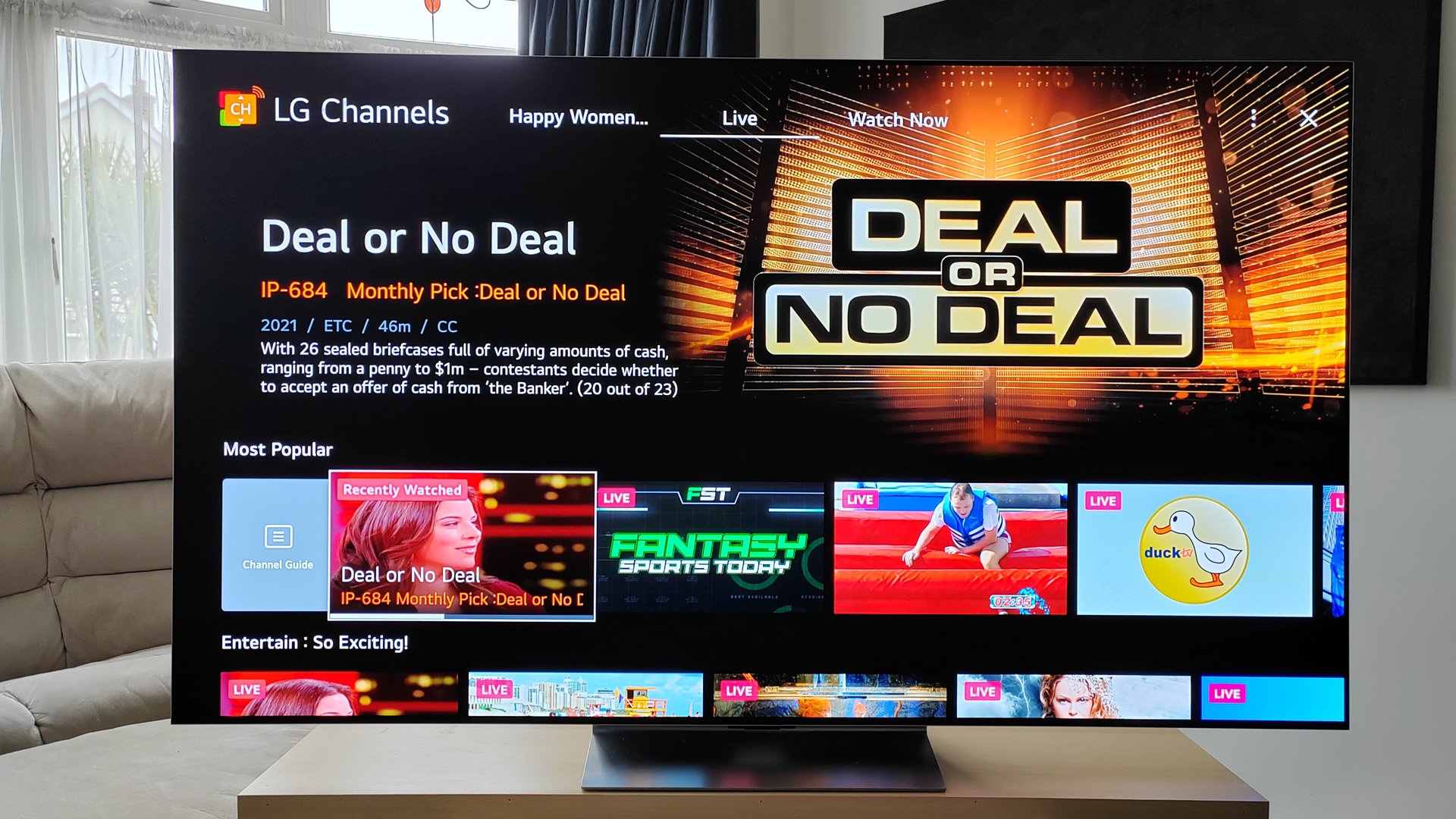 LG OLED G3 review image showing the LG channels you get with the TV