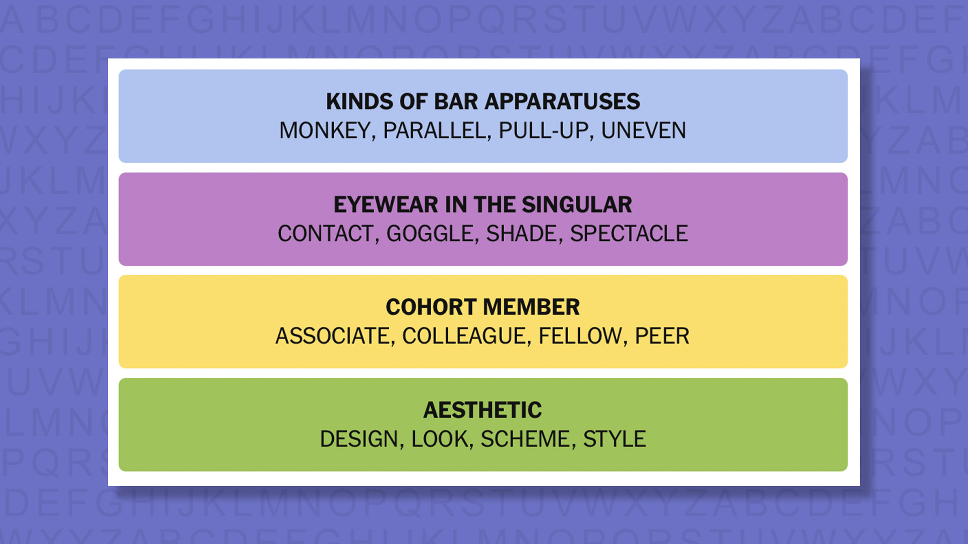 NYT Connections answers for game 1032 on a purple background