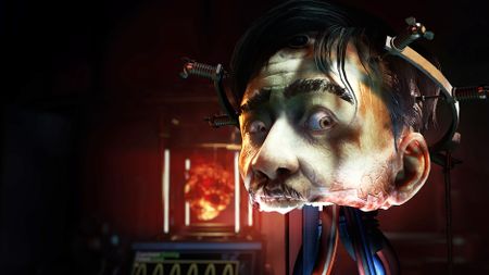 Half a head connected to cables