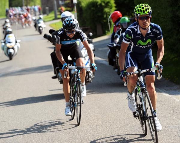 Vasili Kiryienka (Movistar) and Thomas L&ouml;vkvist (Sky) lead Fl&egrave;che Wallonne late in the race.