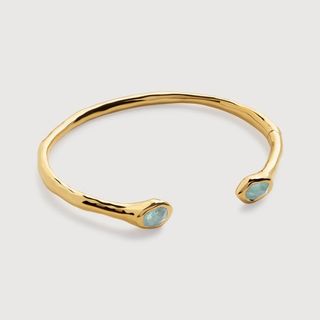 Gold Vermeil Odyssey Open Cuff - Aquamarine