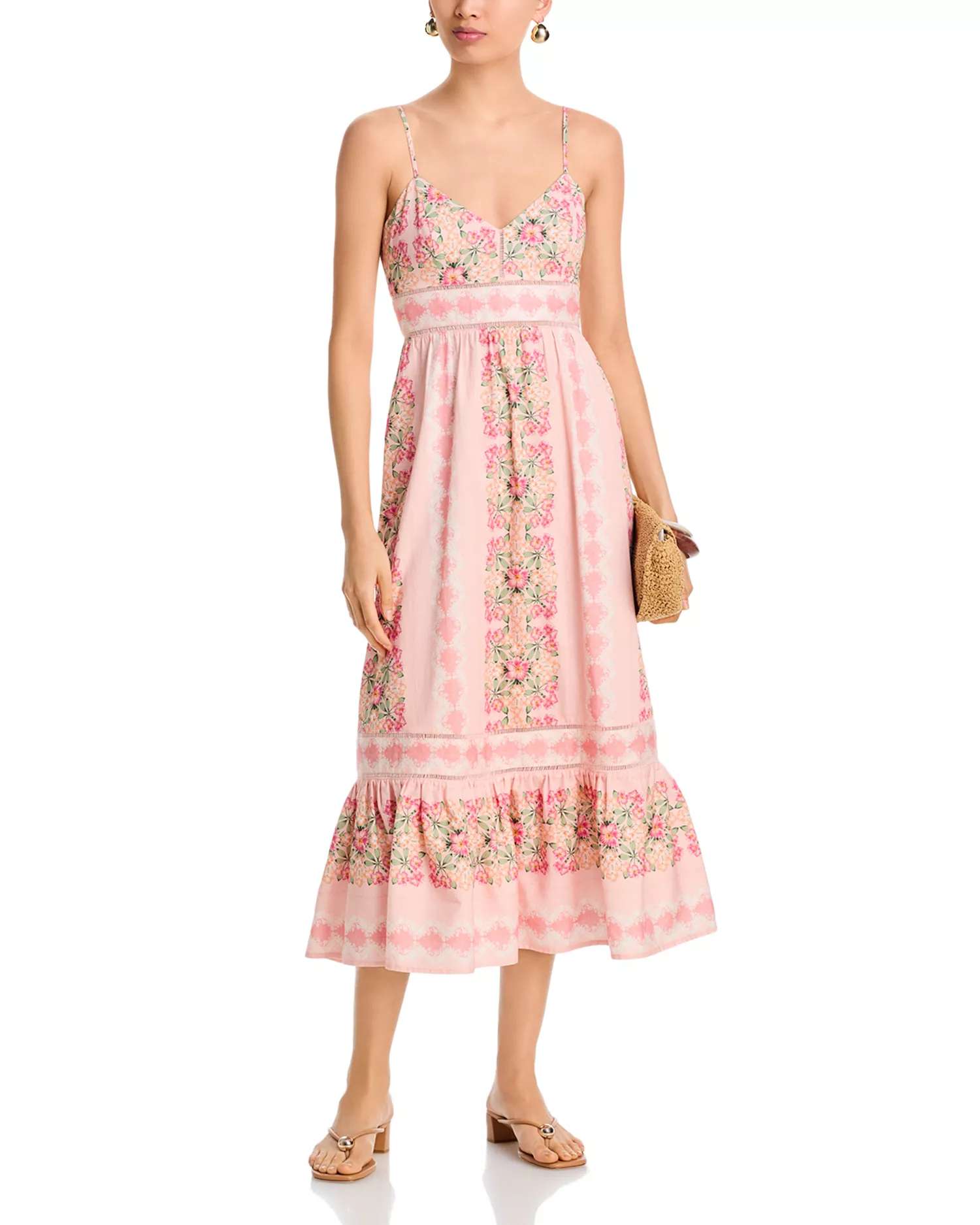 Ladder Stitch Floral Midi Dress - Exclusive