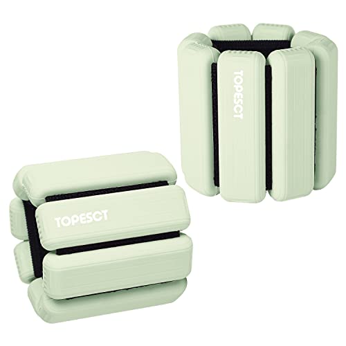 Topesct Adjustable Wrist Weights - Set of 2 (1lb Each) | Wearable Wrist & Ankle Weights Bracelet for Yoga, Dance, Barre, Pilates, Cardio, Aerobics, Walking (1lb/each, Olive Green)